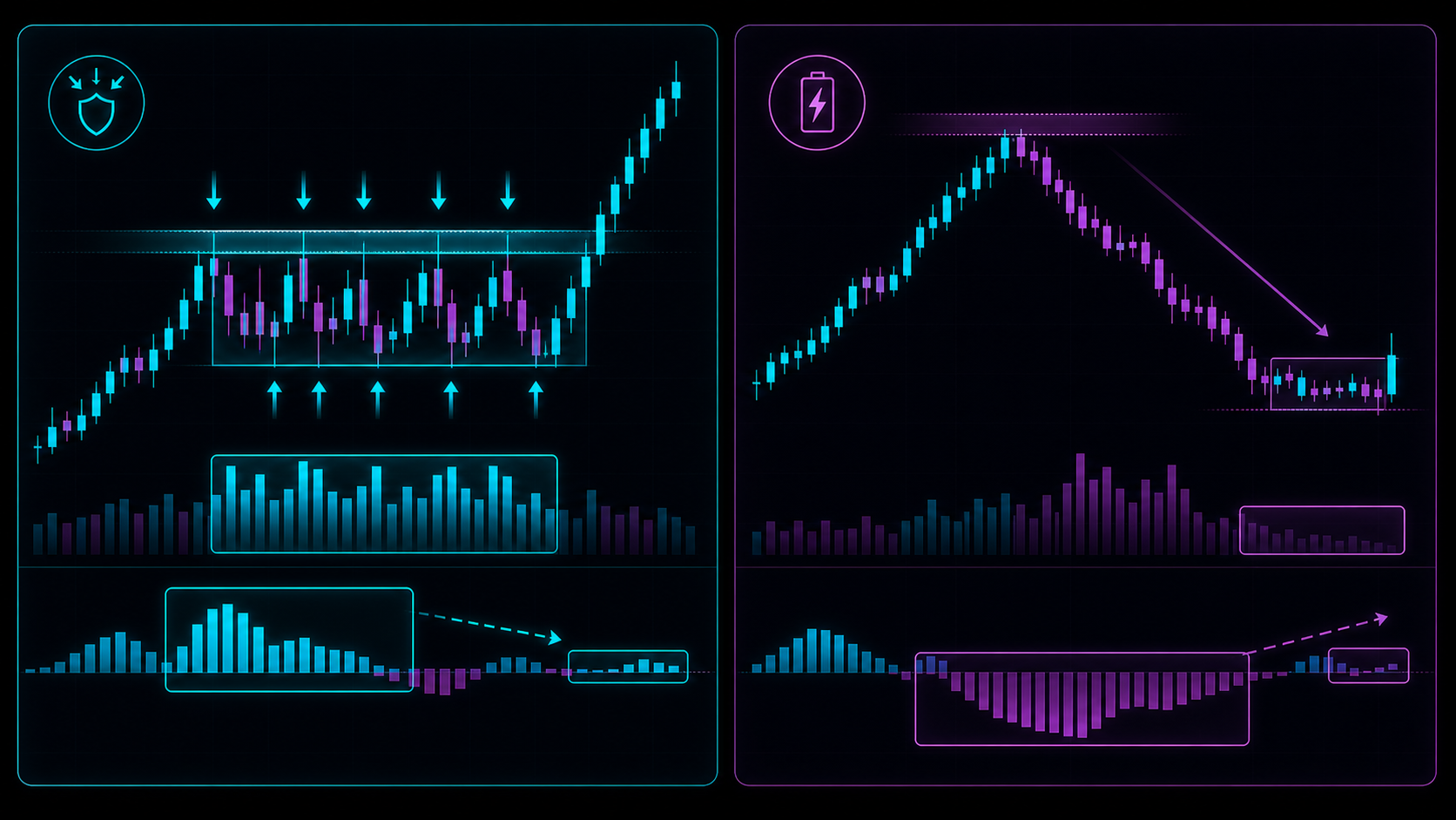 Order flow absorption and exhaustion around support and resistance