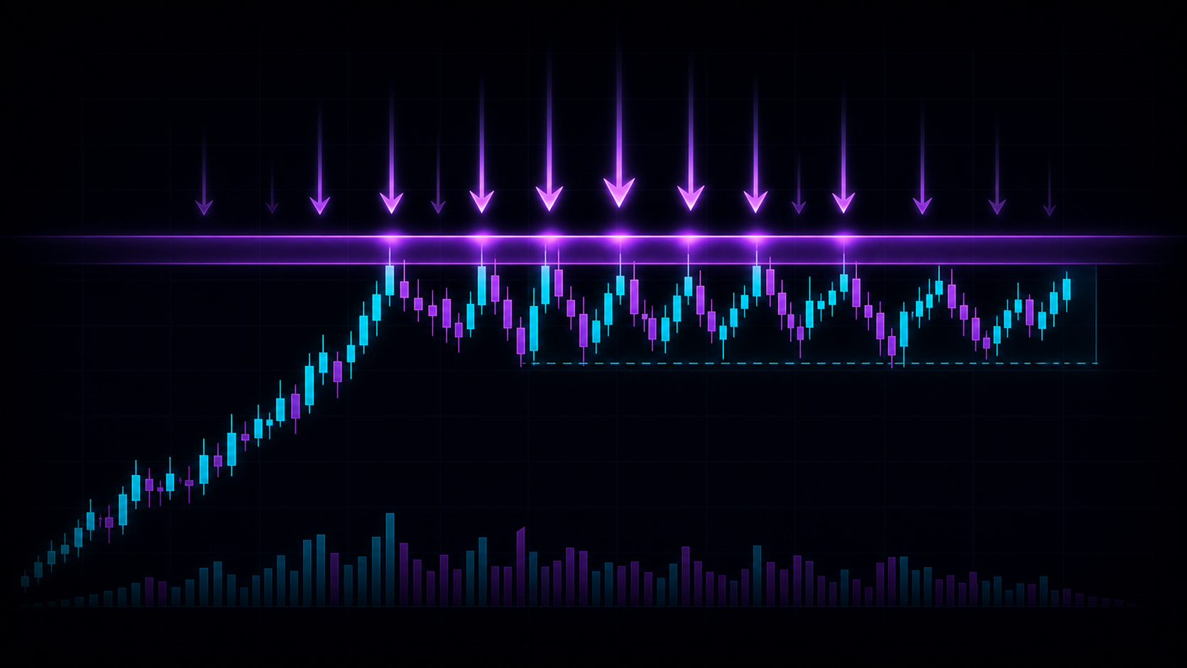 Aggressive orders being absorbed at a key support or resistance level