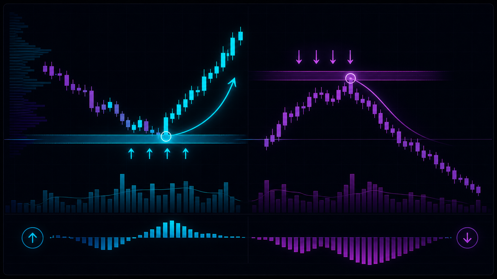 Buyers and sellers pushing price around a key level with pressure bars