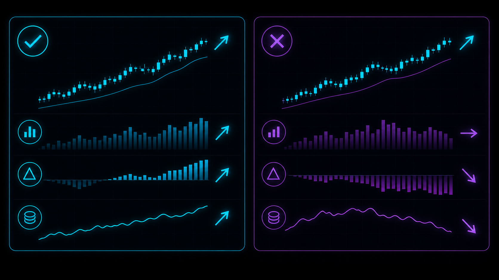 Order flow confirmation compared with conflicting signals