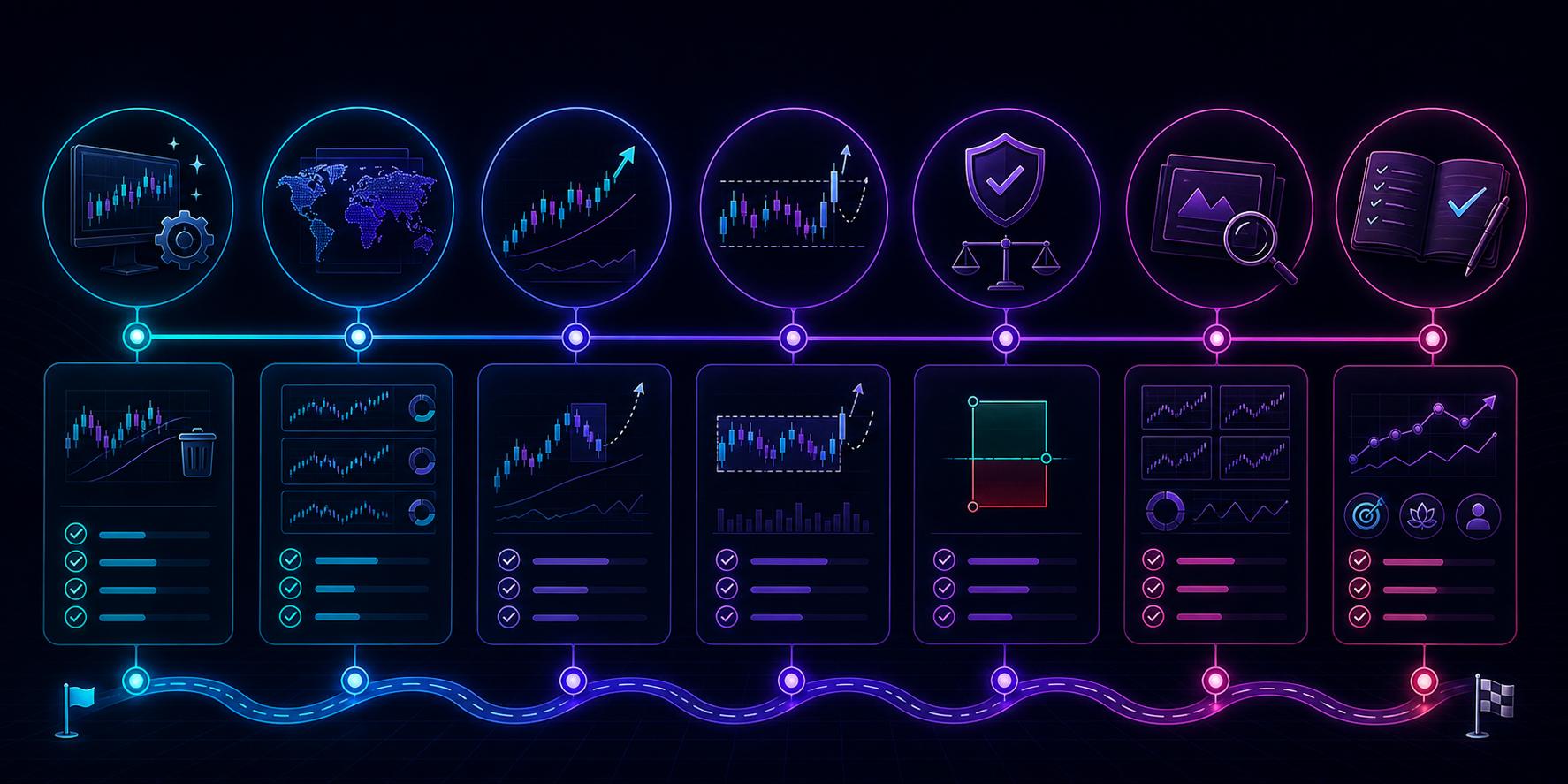 A seven-day ZenAlgo trial roadmap from setup and chart cleanup to trend workflow, breakout workflow, risk planning, journaling, and final review