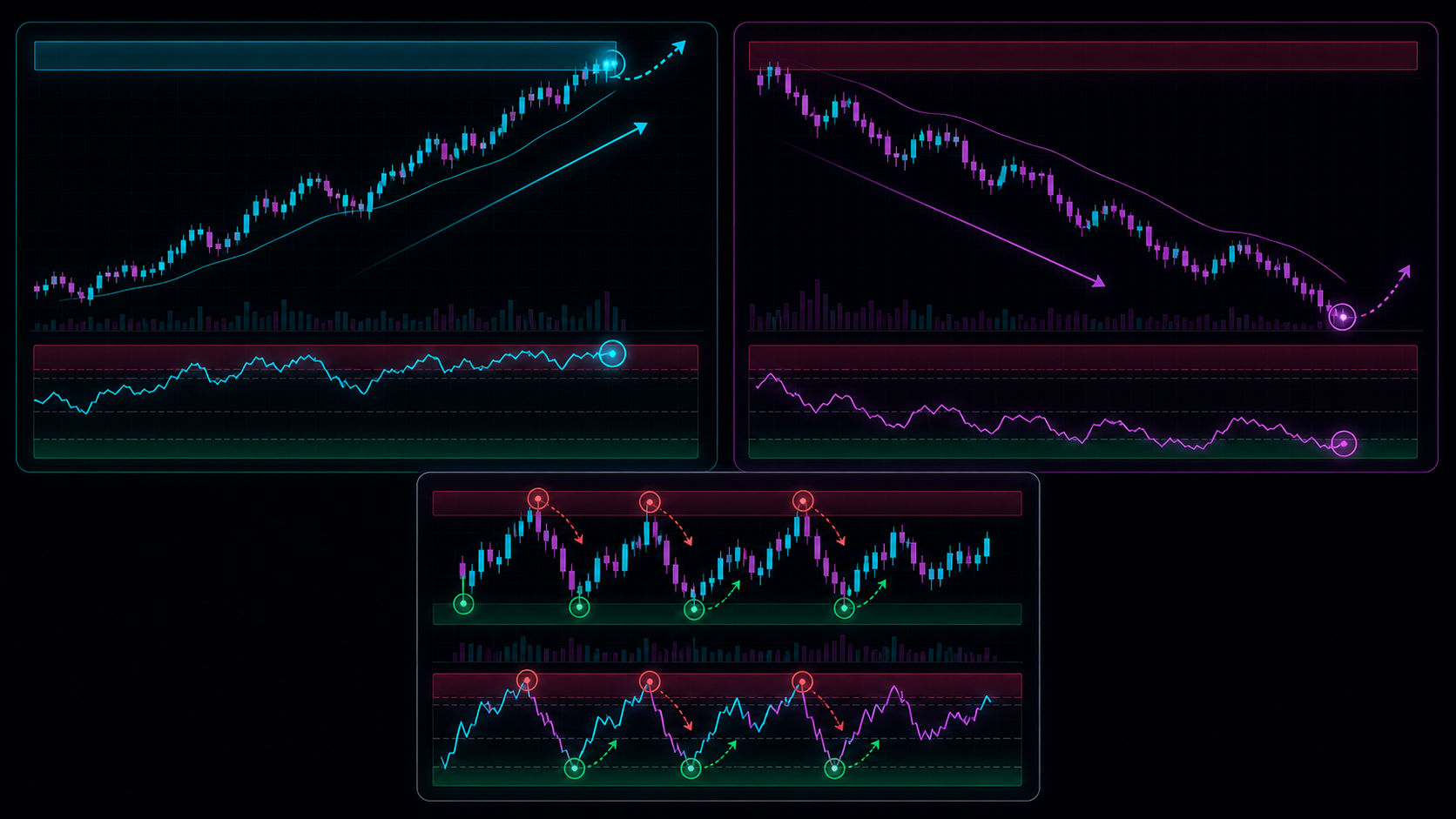 Overbought and oversold zones persisting in trends and behaving differently in ranges