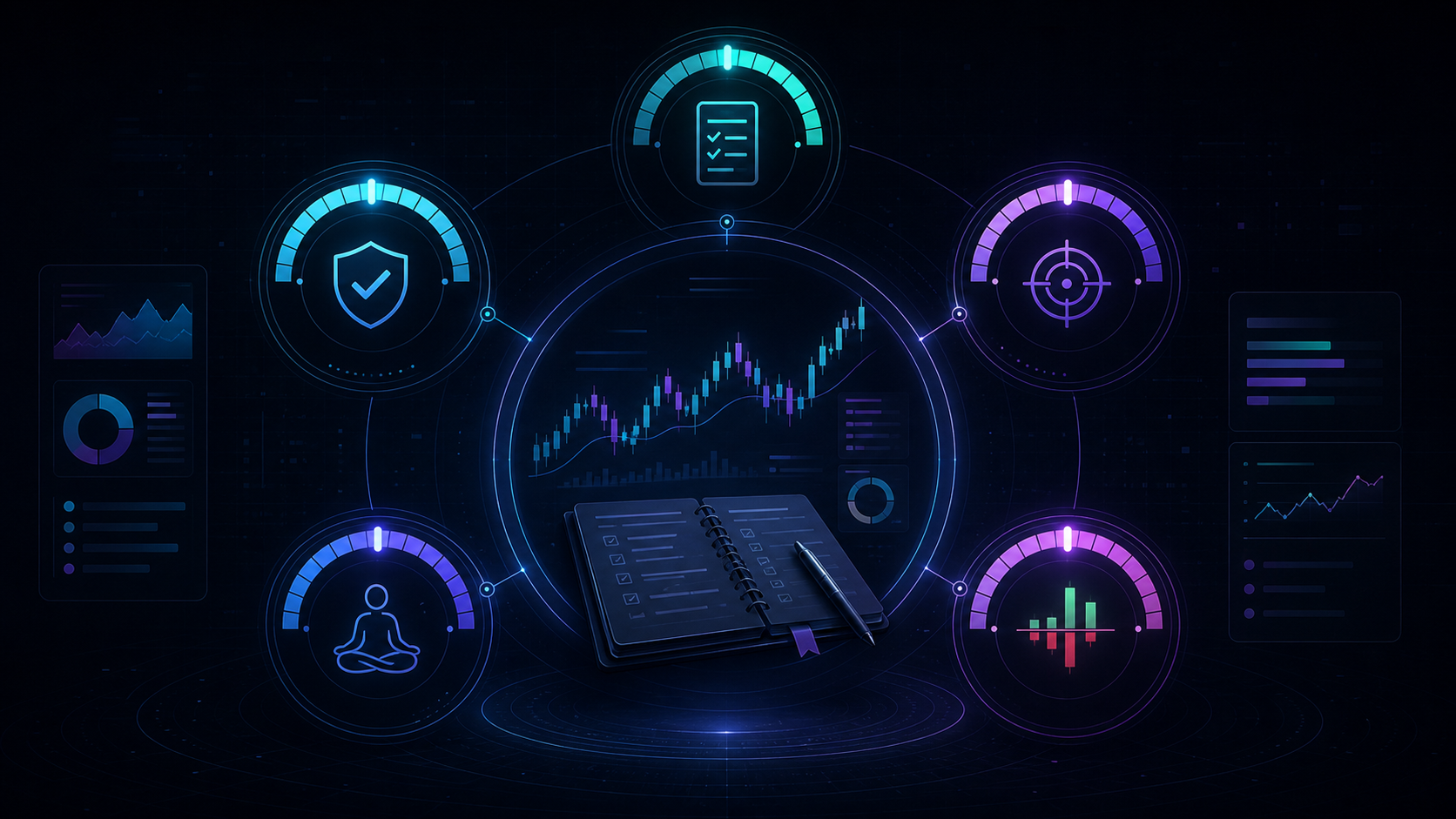 Process score, rule adherence, risk discipline, and PnL shown as separate trading performance metrics