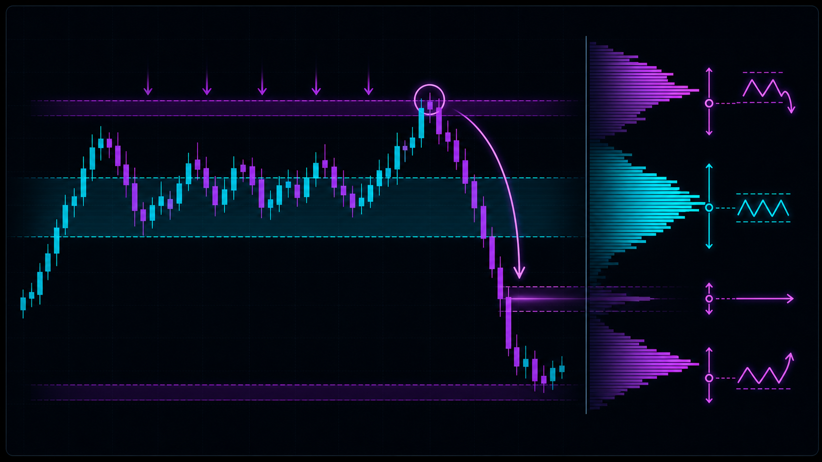 Volume profile acceptance, rejection, and low volume travel zones