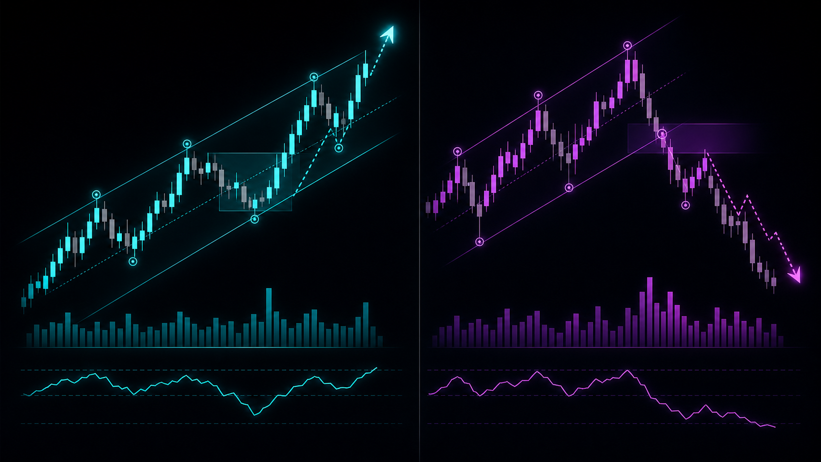A healthy trend pullback compared with a true structural reversal