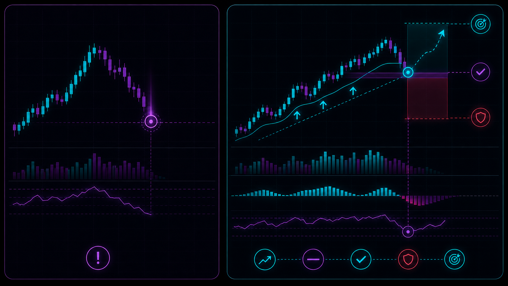 A single signal compared with a complete trading setup plan