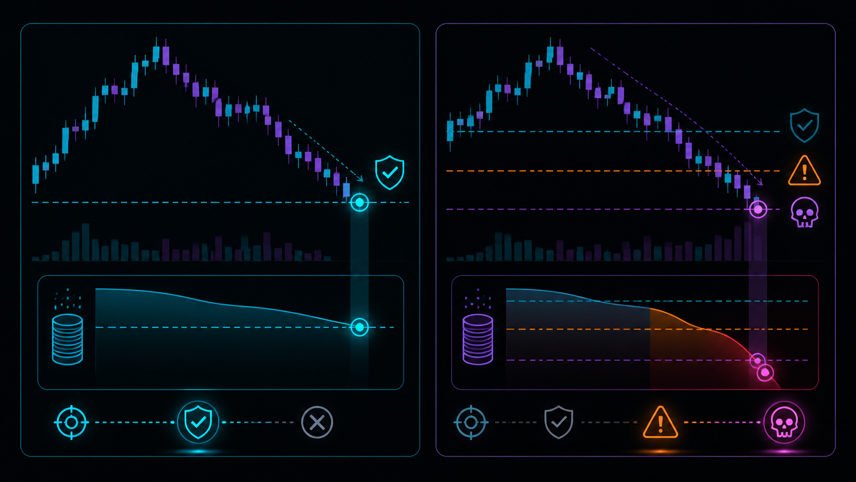 A planned stop-loss exit occurring before forced liquidation